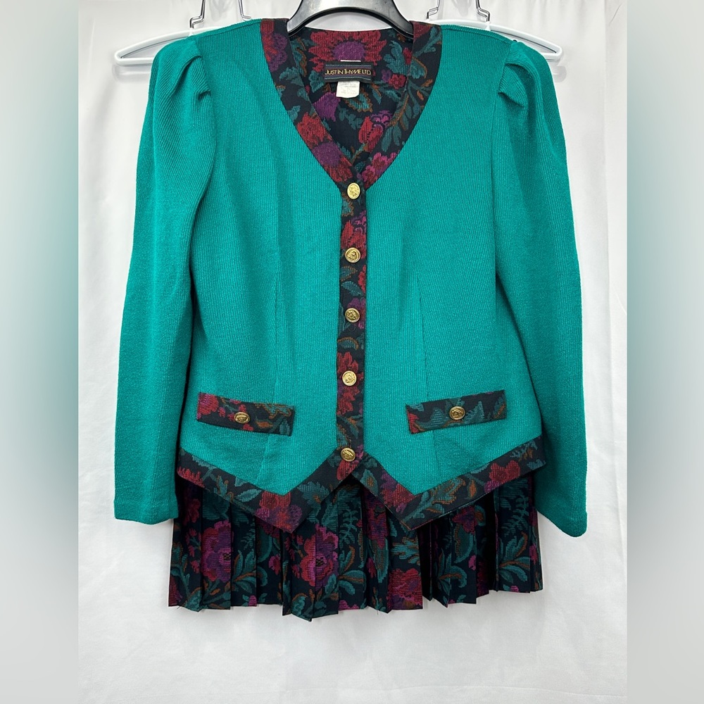 Vintage 90’s Just In Thyme Ltd Floral Skirt & Sweater Suit Set Women’s Size 12